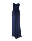 Elegant Strapless Long Dress with Waist Tie