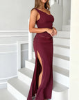 Chic Two-Piece Dress Set with Slit Skirt