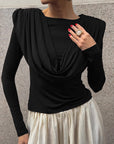 Elegant Pleated Long Sleeve Top for Women