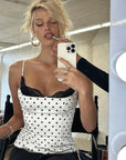 Summer Lace Splicing Polka Dot Tank Top