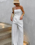 Chic Strapless Top and Wide Leg Pants Set