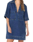 Trendy Solid Color Denim Dress for Women