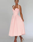 V-Neck A-Line Dress with Bow Detail
