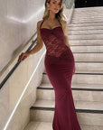 Sexy Lace-Trimmed Sleeveless Bodycon Dress