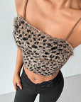 Spring Autumn Crop Top with Leopard Print