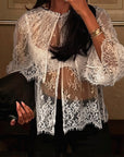 Lace Button-Up Shirt for Women
