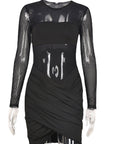 Sexy Sheer Long Sleeve Dress for Fall