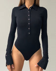 Stylish Long Sleeve Polo Jumpsuit for Women