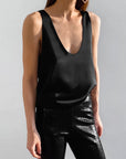 Casual Satin Deep V Neck Tank Top for Women