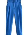 Casual High Waist Straight Leg Pants with Belt