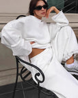 Trendy Black Round Neck Sweatshirt Set for Women