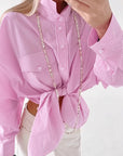 Trendy Pink Striped Loose Shirt for Women
