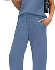 Casual Loose Fit Pocket T-Shirt and Pants Set