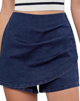High Waist Fashionable Denim Skirt with Shorts