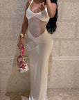 Sexy Sheer V-Neck Long Dress for Women