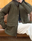 Autumn Winter Color Block Jacket with Pockets