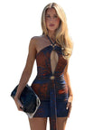 Sexy Backless Halter Mini Dress for Women