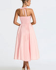 V-Neck A-Line Dress with Bow Detail