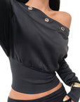 Fashionable Asymmetrical Shoulder Sweatshirt
