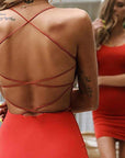 Summer Cross Back Midi Dress with Straps