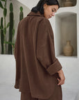 Casual Cotton Linen Khaki Shirt and Pants Set