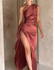 Summer Chic Asymmetrical Satin Dress for Women