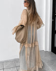 Chic Sheer Chiffon Batwing Sleeve Dress