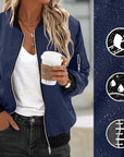 Women's Waterproof Fabric Zip Pocket Jacket