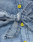 Lightweight Loose Women's Denim Shirt with Bow