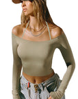 Off-Shoulder Basic Long Sleeve Top