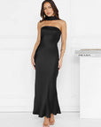 Elegant Strapless Satin Dress with Two-Way Design