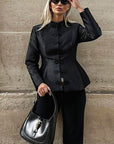 New Style Black Half High Neck Jacket