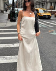 Chic Khaki Cotton Linen A-Line Dress