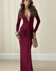 Elegant Long Sleeve U-Neck Dress for Women