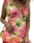 Summer Women's Chiffon V-Neck Floral Dress