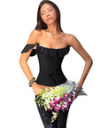 Stylish Off-Shoulder Ruffle Crop Top