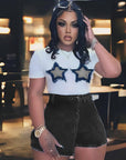 Trendy Summer Star Print Cropped T-Shirt
