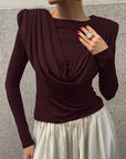 Elegant Pleated Long Sleeve Top for Women