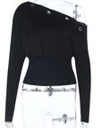 Fashionable Asymmetrical Shoulder Sweatshirt