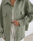 Autumn Casual Green Lapel Jacket for Women
