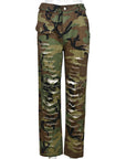 Camouflage Slim Fit Ripped Casual Pants