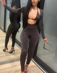 Stylish Cross-Back Two-Piece Set with Long Sleeves