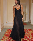 Elegant Long Dress with Sheer A-Line Design