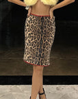 Fashionable Leopard Print Sequin Mini Skirt