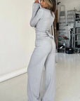 Y2K Style Spring Women's V-Neck Long Sleeve Set