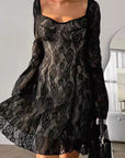 French Lace Off-Shoulder Dress for Autumn