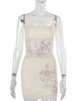 Stylish Casual Rhinestone Cami Top and Skirt Set