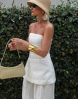 Chic Strapless Top and Wide Leg Pants Set