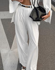 Chic Striped Loose Shirt and High Waist Pants Set