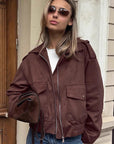 Retro Brown Pilot Jacket for Women